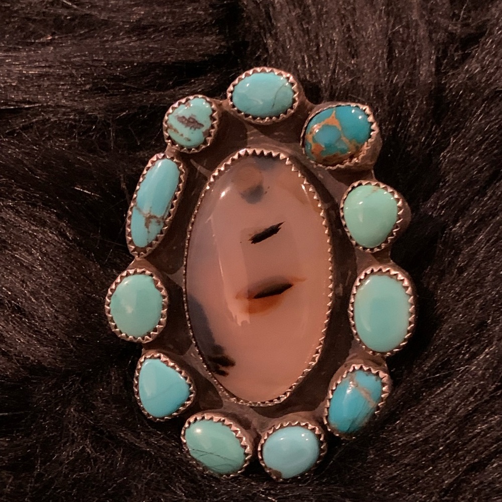 M&S turquoise and Montana agate ring